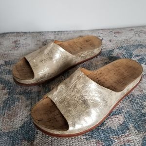 Kork-ease Tutsi slide gold leather sandal 7M
